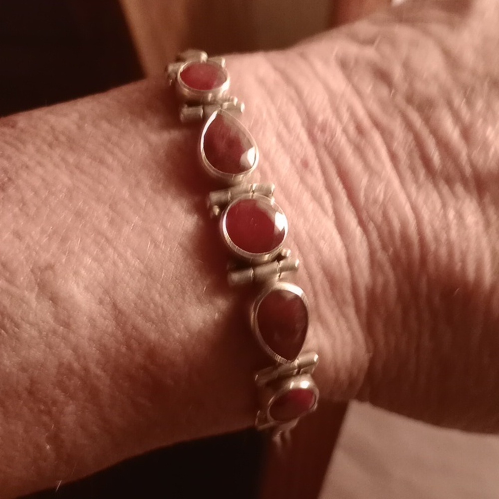 Sterling Silver Ruby Bracelet - image 1